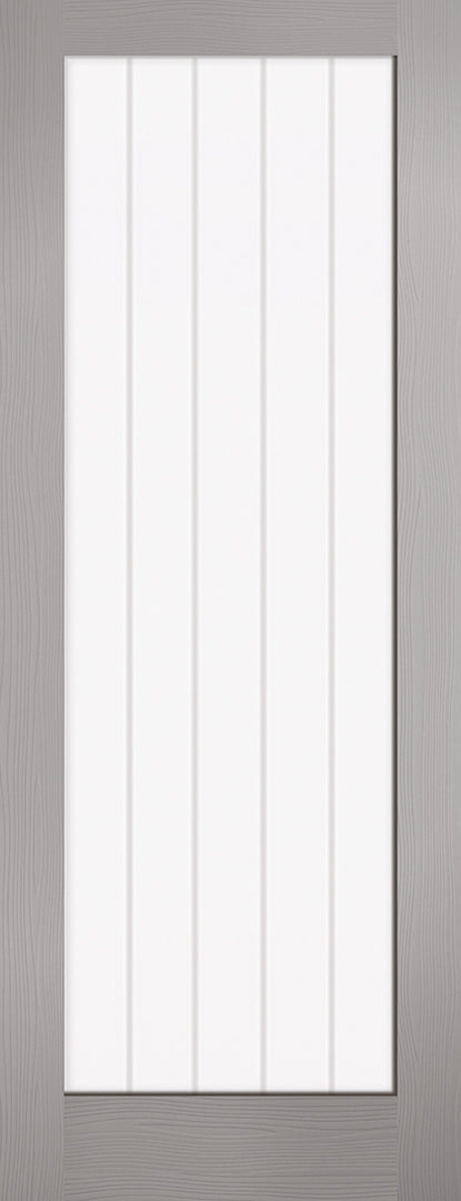 Grey Moulded Textured Vertical Glazed 1L Door