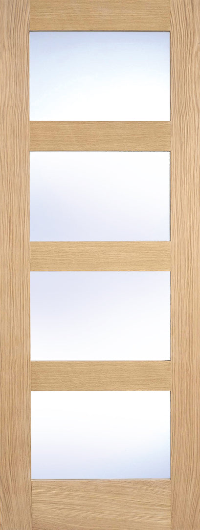 Oak Shaker Glazed 4L Clear Pre-Finished Door