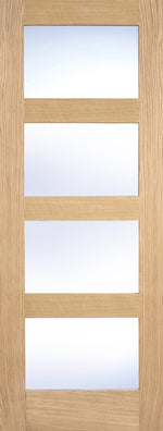 Load image into Gallery viewer, Oak Shaker Glazed 4L Clear Pre-Finished Door
