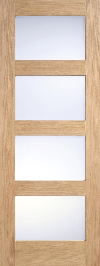 Oak Shaker Glazed 4L Frosted Pre-Finished Door