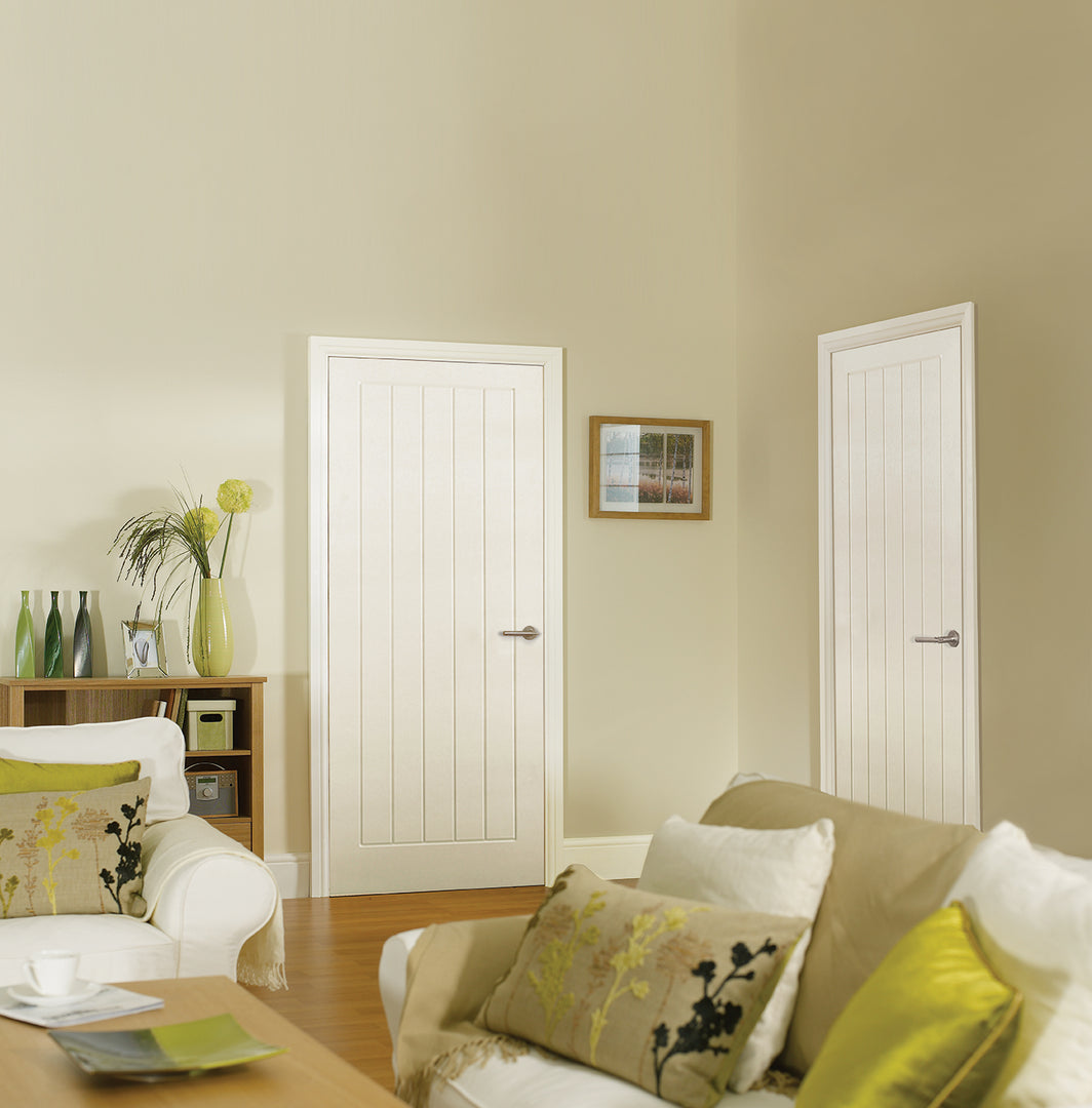 White Moulded Textured Vertical 5P Door