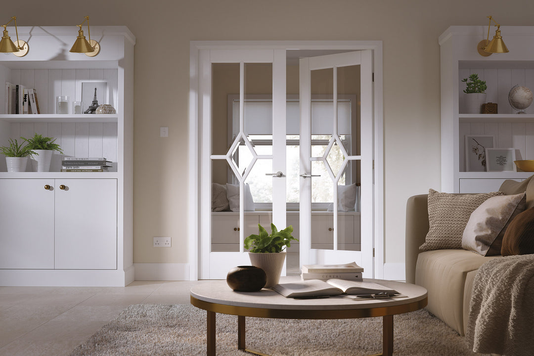 White Reims Glazed Pair Door